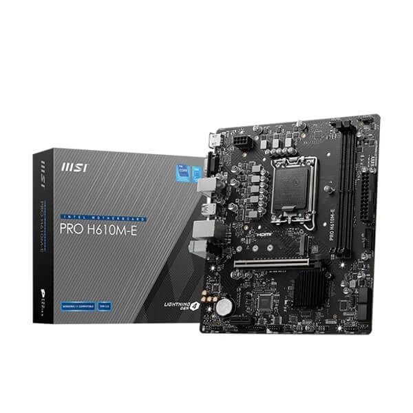 MSI Pro H610M-E is a mATX motherboard with DDR5, PCIe 4.0, M.2 slots,